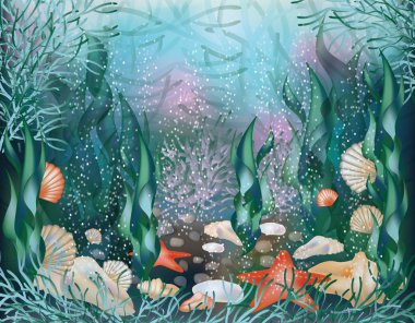 Underwater world, background. vector illustration clipart