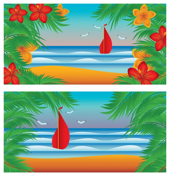 Deux bannières d'été, illustration vectorielle — Image vectorielle