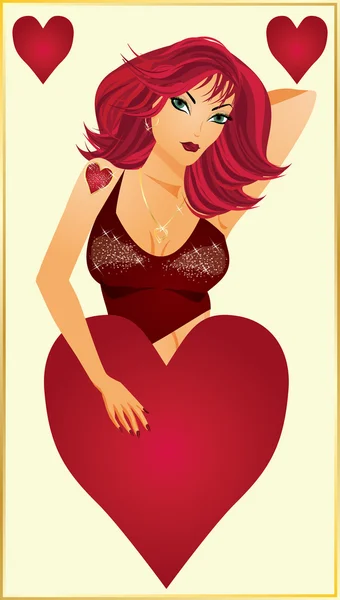 Carte de poker Hearts, illustration vectorielle — Image vectorielle