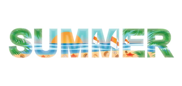 Banner de verano con ilustración vectorial de conchas — Archivo Imágenes Vectoriales