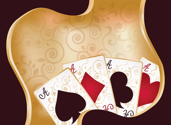 Fundo do casino com cartões de poker, ilustração vetorial — Vetor de Stock