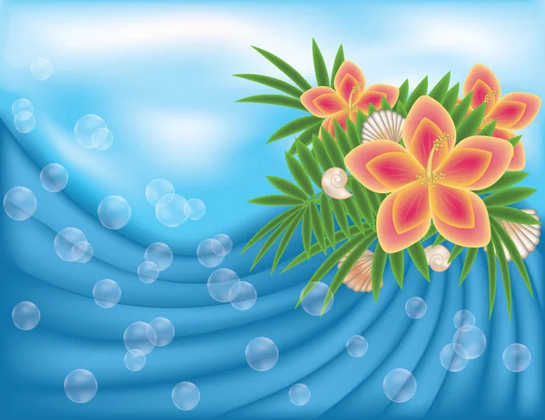 Carte d'été avec fleurs, illustration vectorielle — Image vectorielle
