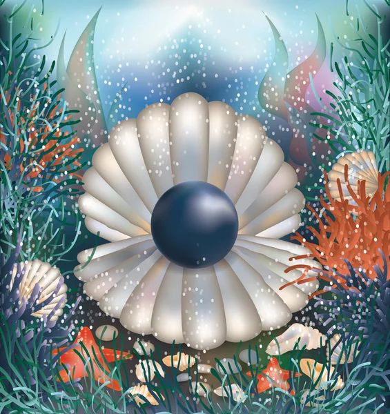 Podwodne tło wektor czarna perła, — Wektor stockowy