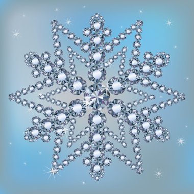 Winter card with Diamond snowflake clipart