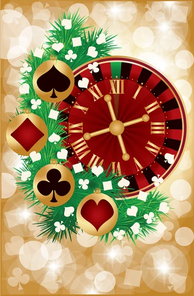 カジノ、グリーティング カード クリスマス、ベクトル イラスト — ストックベクタ