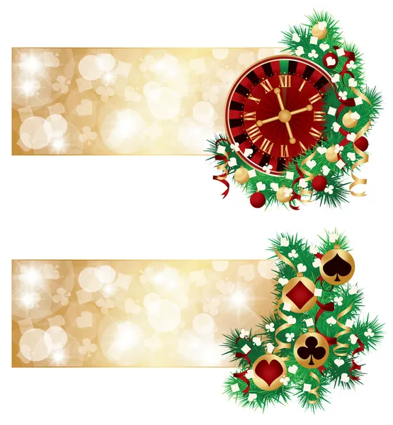 Dos banderas de Navidad del casino, ilustración del vector — Vector de stock