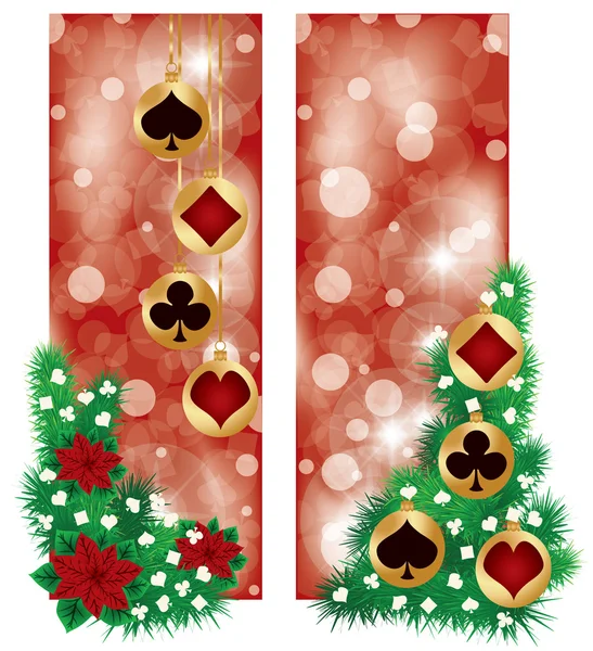 2 つのカジノ クリスマスのバナー、ベクトル イラスト — ストックベクタ