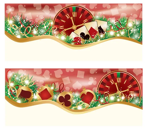 Banderas de Navidad de Casino, ilustración de vectores — Vector de stock