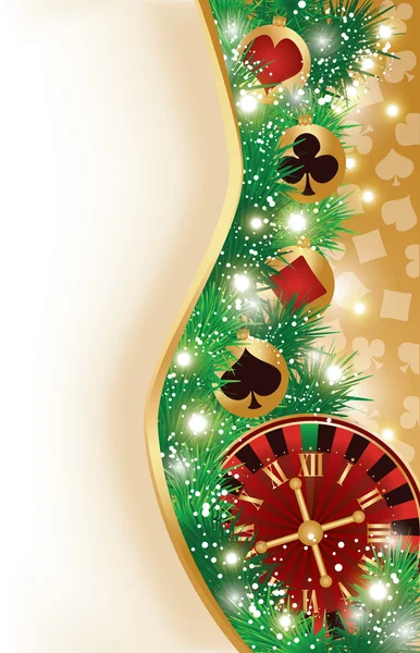 Banner de Navidad Casino con elementos de póquer — Vector de stock