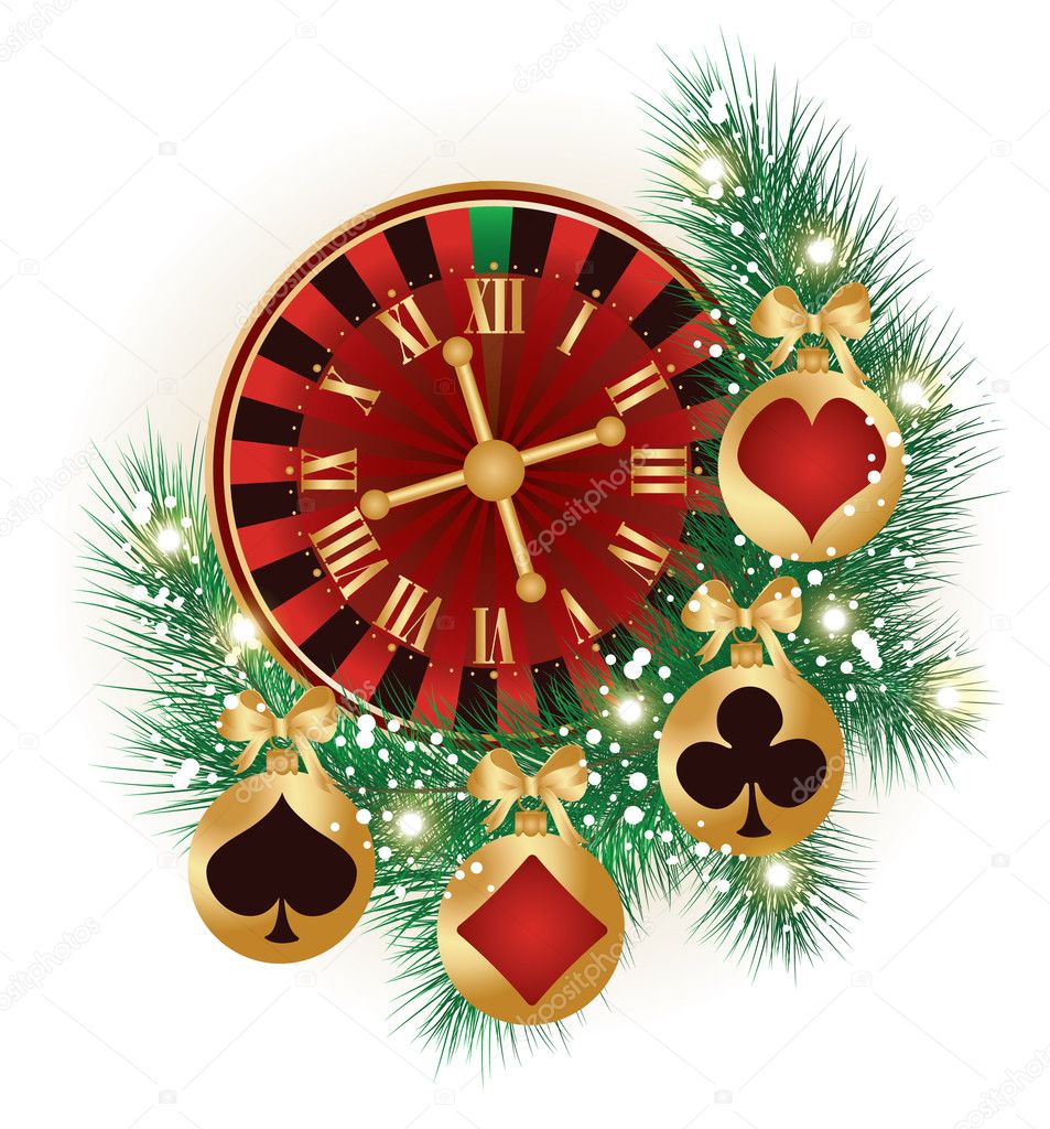 Casino Christmas card, vector