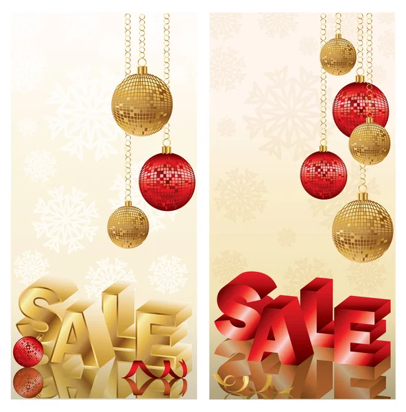 Dois banners de venda de Natal, ilustração vetorial — Vetor de Stock