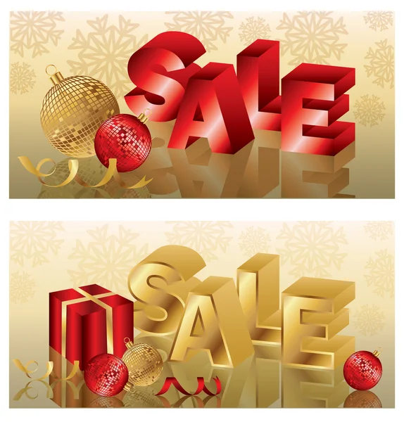 Vánoční prodej nápisy, vektorové ilustrace — Stockový vektor