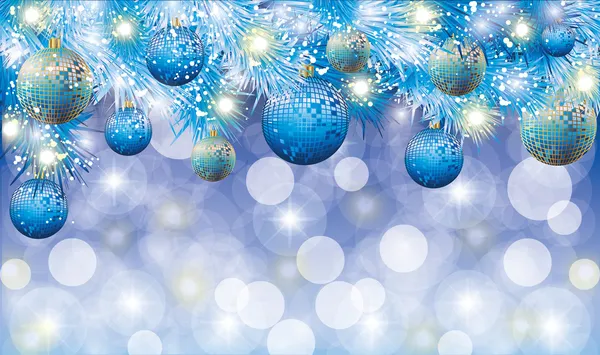 Banner de Natal com bolas azuis, ilustração vetorial — Vetor de Stock