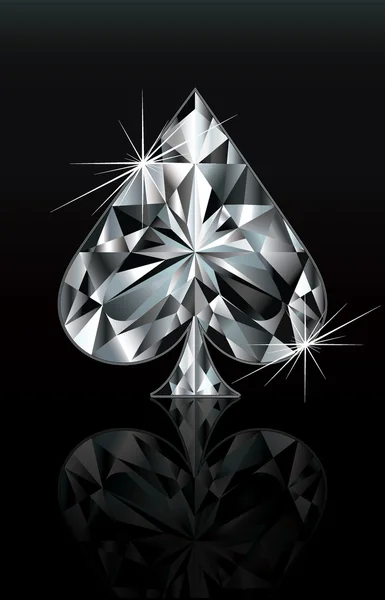 Diamant-Poker-Karte Zeichen Pik, Vektor — Stockvektor