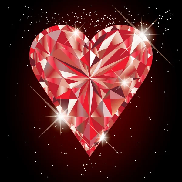 Рубиновое сердце, векторная иллюстрация — стоковый вектор