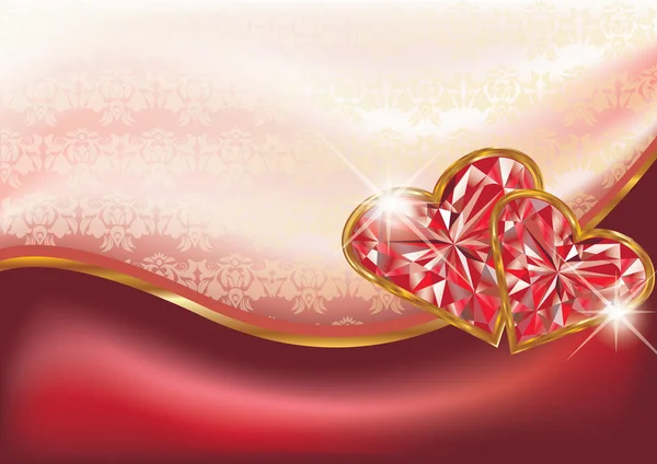 Dos corazones de rubí, ilustración vectorial — Vector de stock