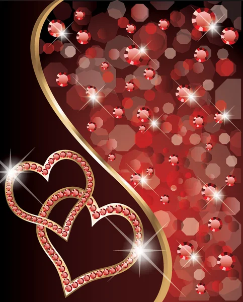 Dos corazones amor banner, vector de ilustración — Vector de stock