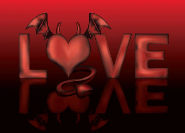 Bad love with devil heart, vector illustration — Stock Vector