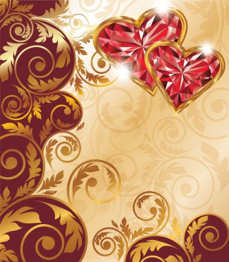 Love card for valentines day or wedding, vector clipart