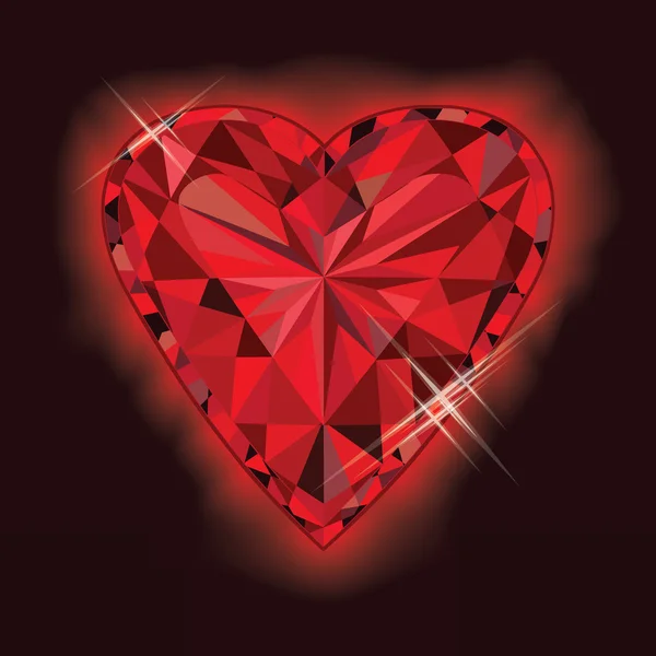 Рубиновое сердце, векторная иллюстрация — стоковый вектор