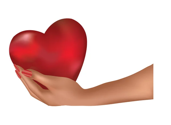 Vettore Illustrazione di una mano che tiene un cuore — Vettoriale Stock