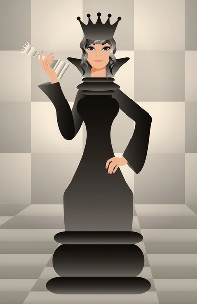 Échecs reine noire, fond vectoriel — Image vectorielle