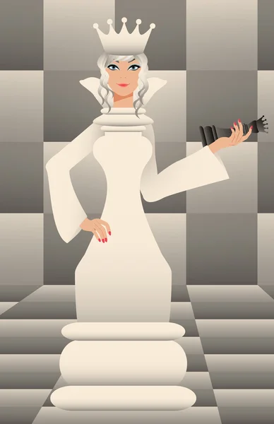 Шахматная белая дама, векторный фон — стоковый вектор