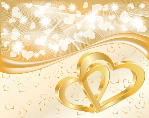 Belo cartão de casamento com dois corações, ilustração vetorial — Vetor de Stock