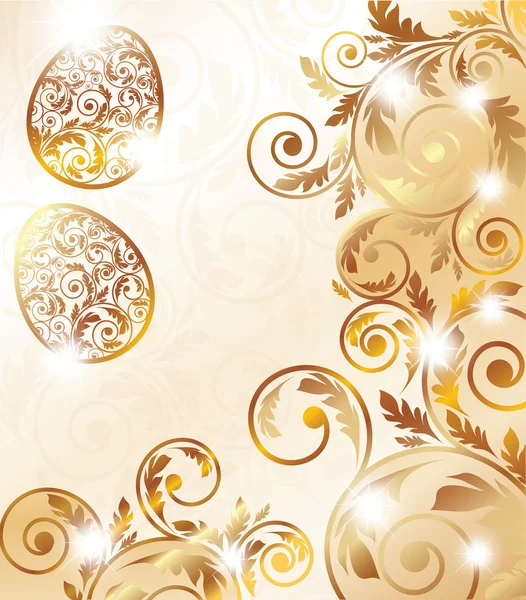 Tarjeta de oro de Pascua, ilustración vectorial — Archivo Imágenes Vectoriales