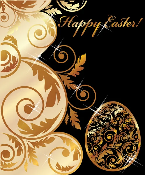 Mutlu Paskalya altın afiş, vektör çizim — Stok Vektör