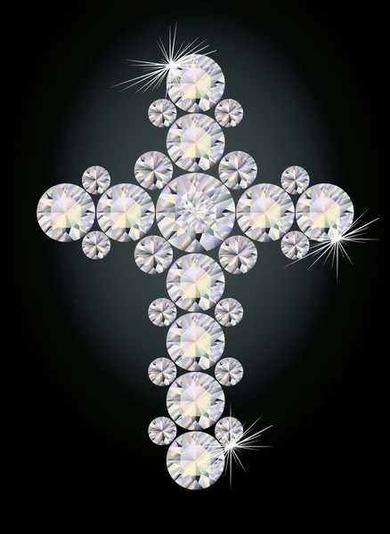 Mooie diamant cross, vectorillustratie — Stockvector