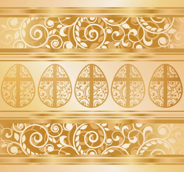 Tarjeta de Pascua con patrón de huevos, ilustración vectorial — Vector de stock