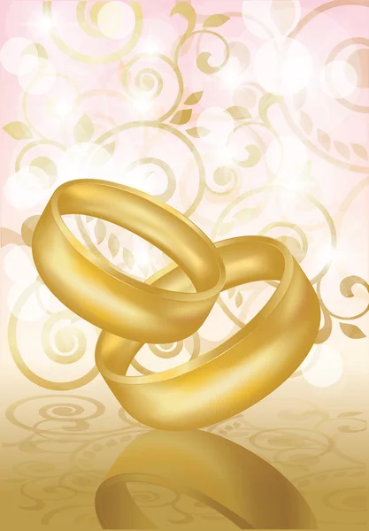 Two gold wedding rings. Vector illustration — Stock Vector