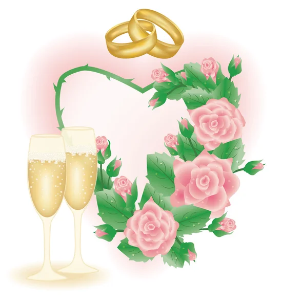 Tarjeta de amor de boda, ilustración vectorial — Vector de stock