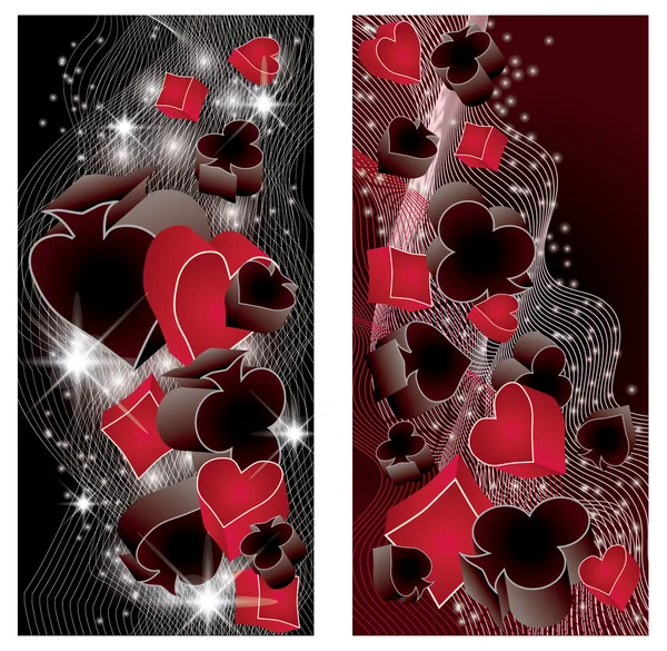 Två vackra poker banners, vektor illustration — Stock vektor