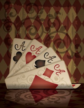 Poker cards in retro style, vector illustration clipart