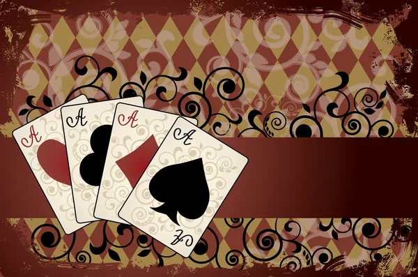 Sfondo del casinò con carte da poker, illustrazione vettoriale — Vettoriale Stock