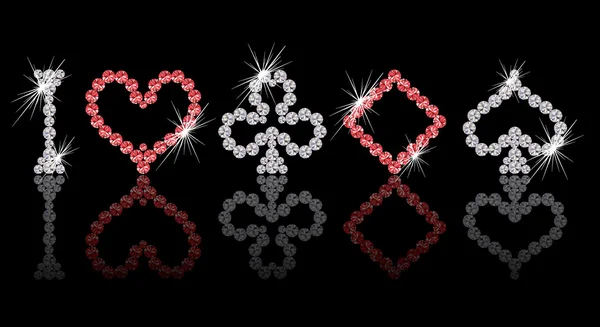 Bannière Casino "J'aime le poker" avec des éléments de poker en diamant, illustration vectorielle — Image vectorielle