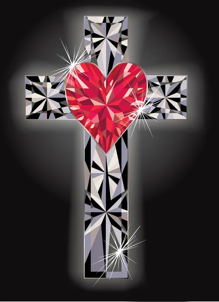 Diamond cross religious, vector illustration — Stock Vector