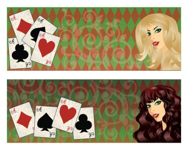 poker kız, vektör çizim ile Casino Banner