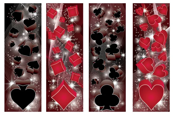Установка покерных баннеров, векторная иллюстрация — стоковый вектор