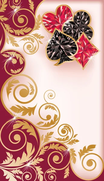 Banner de Casino con elementos de póquer preciosos, vector — Archivo Imágenes Vectoriales