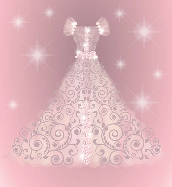 Robe de mariée précieuse, illustration vectorielle — Image vectorielle