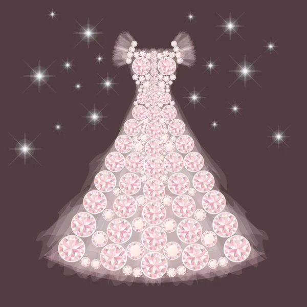 Diamond wedding dress, vector illustration — Stock Vector