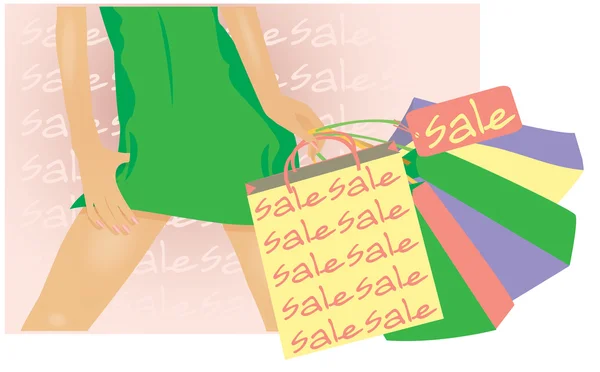 Sommar försäljning banner, Kvinna shopping. vektor — Stock vektor