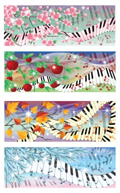 Symphony of four season banners, vector illustration clipart