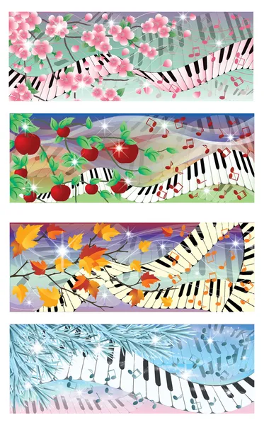 Sinfonia de banners de quatro estações, ilustração vetorial —  Vetores de Stock