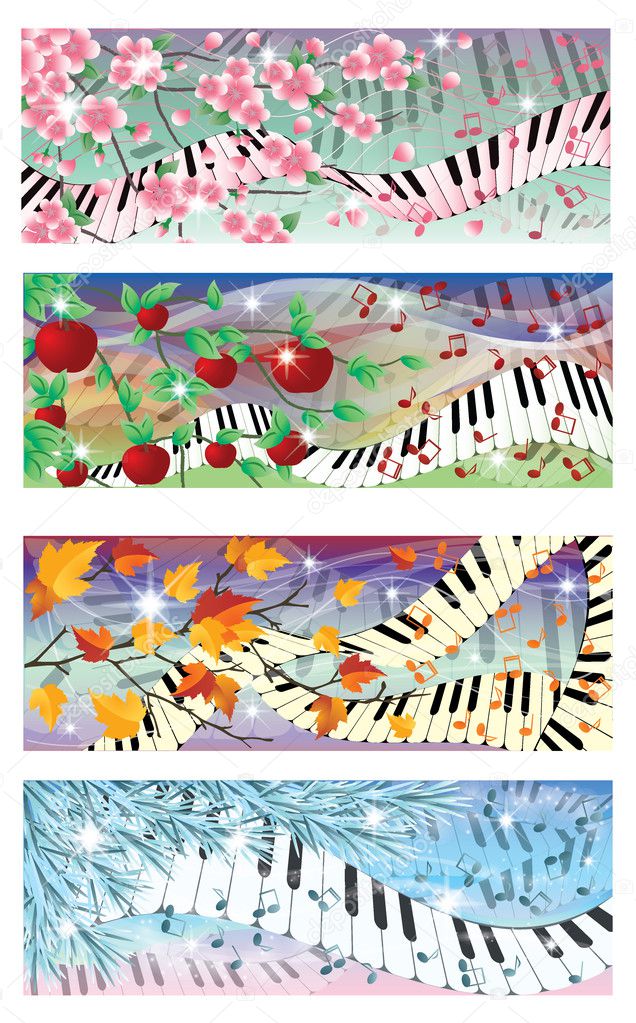 Symphony of four season banners, vector illustration