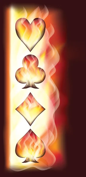 Kasyno ogień transparent z elementami pokera — Wektor stockowy