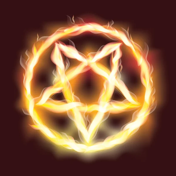 Pentagrama de fuego satánico, ilustración vectorial — Vector de stock